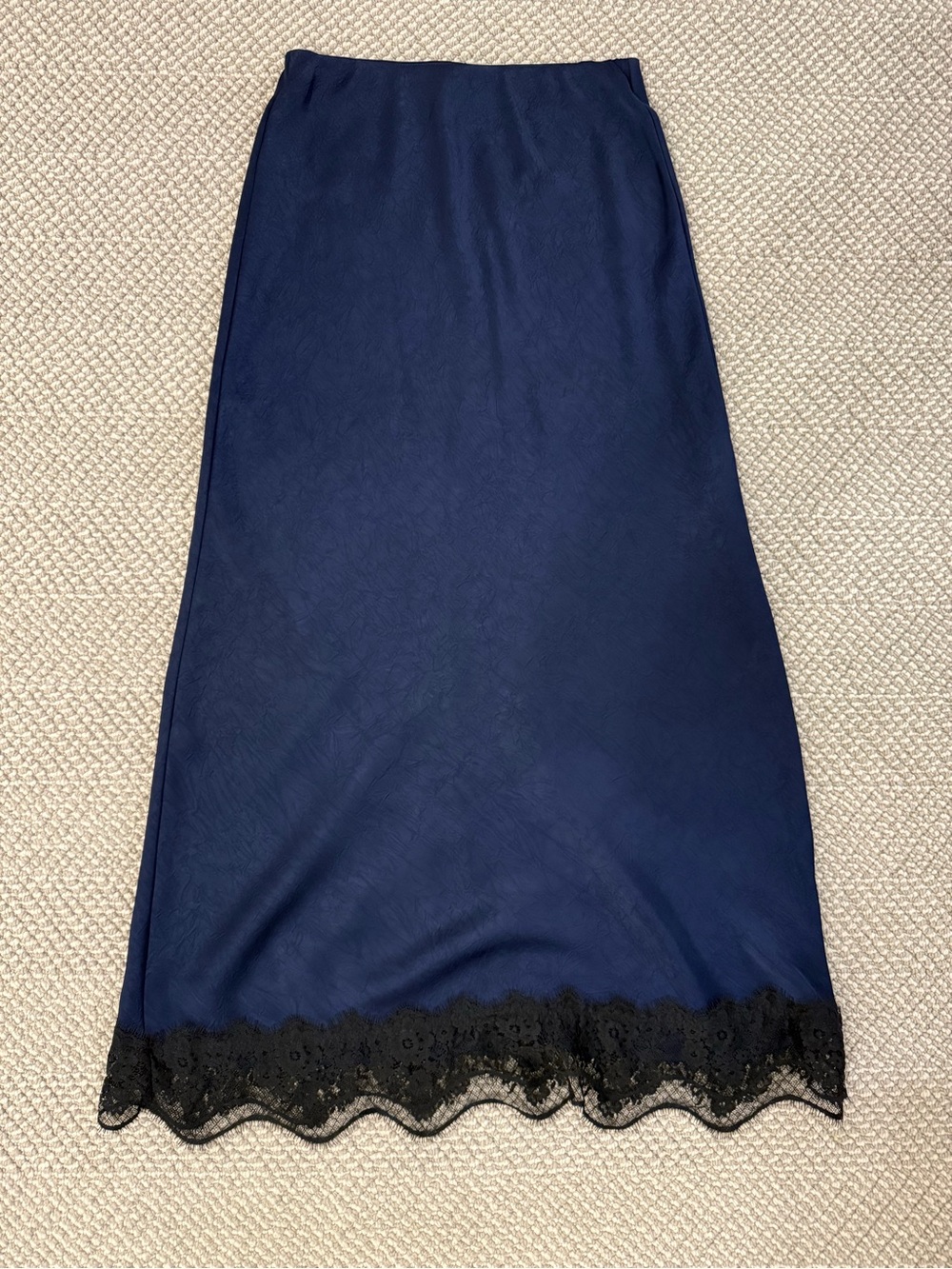 Navy and Black Lace Midi Skirt